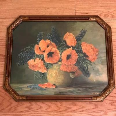 Vintage Framed Poppies Print