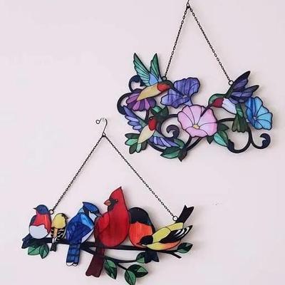 (5) Metal Faux Stained Glass Pieces 