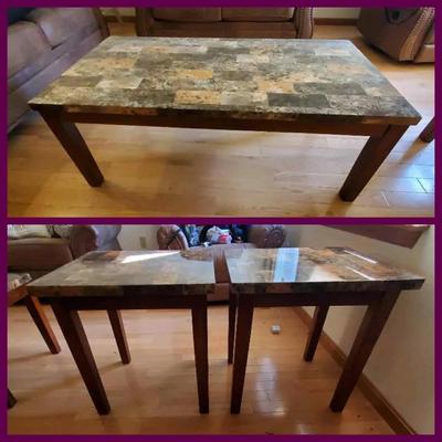 (1) Coffee Table and (2) Side Tables