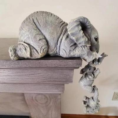 (5) Sets of Shelf Hanging Elephants