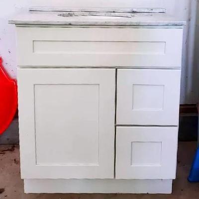 Bathroom Vanity with Sink and Marble Top