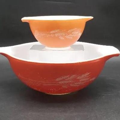 (2) Vintage "Autumn Harvest" Pyrex Bowls 