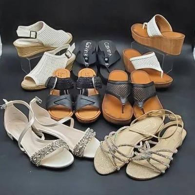 (7) Pairs Of Women's Sandals- Size 6/6.5