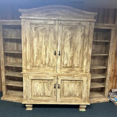 Weathered Entertainment Unit with Shelving