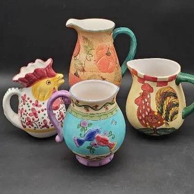 (4) Colorful Collectable Pitchers