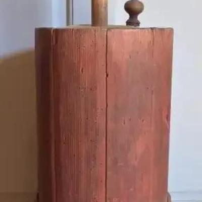 Dutch Wooden Butter Churn with Red Paint and Original Plunger