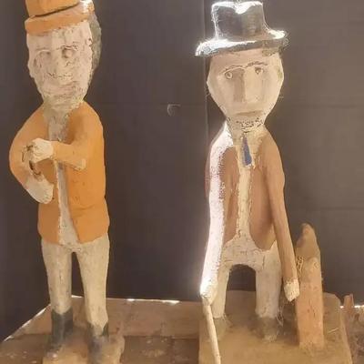 Pair of Handmade Danish Concrete Gentleman Statues