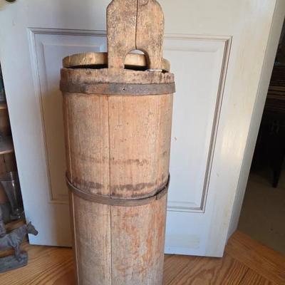 Dutch Style Wooden Butter Churn with Lid & X-Style Paddle