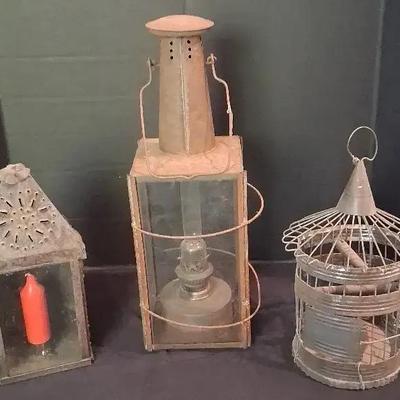 19th Century Ship’s Lantern, Candle Lantern & Antique Birdcage Collection