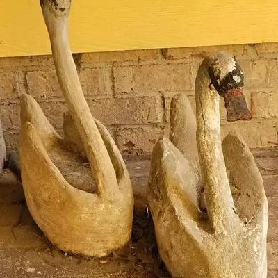 Handmade Danish Concrete Swan Statues