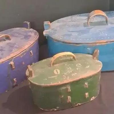 1800s Norwegian Wooden Decorative Boxes