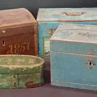 Set of 4 Handcrafted Wooden Storage Boxes
