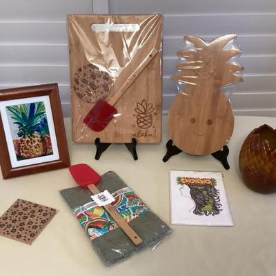 MFS101 Koa Framed Pineapple Picture, Planter, Cutting Boards & More!