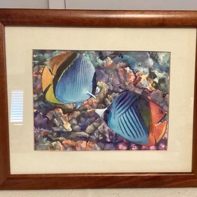 MFS084 Koa Framed Picture Of Beautiful Reef Fish