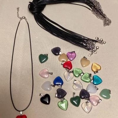 MFS058 Twenty-Five Heart Pendants On Cord Necklaces New