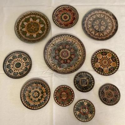 MFS073 Vintage Byzantine Mosaic Style Enamel On Brass Decorative Plates