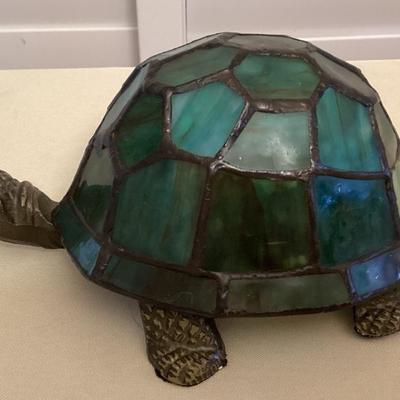 MFS017 Tiffany Style Teal Stained Glass Turtle Table Lamp New