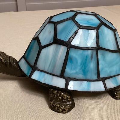 MFS015 Light Blue Slag Glass Tiffany Style Turtle Table Lamp New