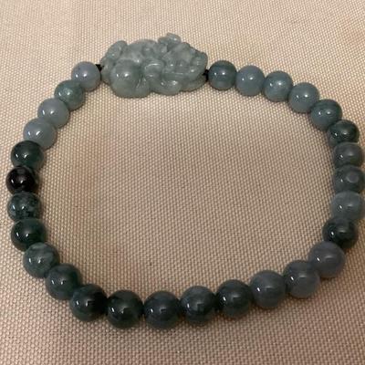 MFS067 Beaded Jade Bracelet With Foo Dog New