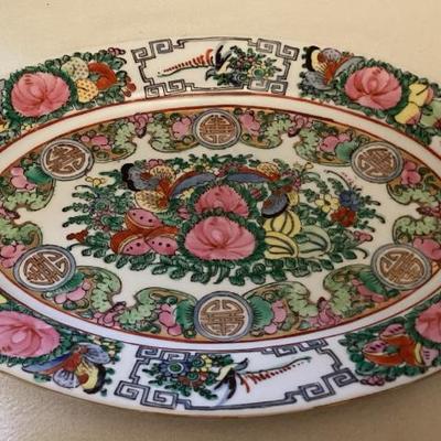 MFS009 Chinese Rose Medallion Porcelain Oval Serving Dish