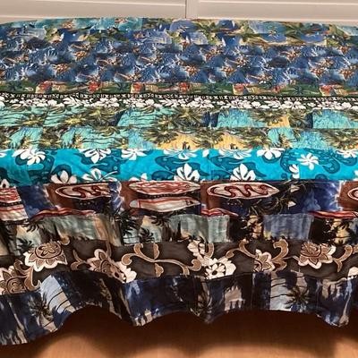 MFS050 Hawaiian Patchwork Quilt Blanket With Two Pillowcases 