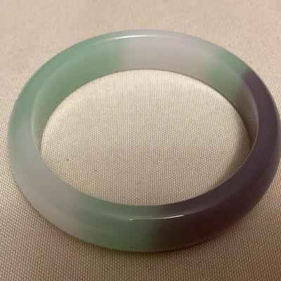 MFS120 Lavender, Green & White Jade Bangle Bracelet New
