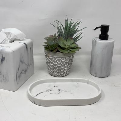 Halston Marble Like Bath Accessories 