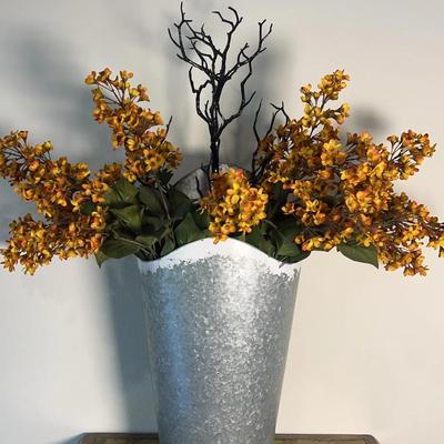 Fall Flowers In Tin Container
