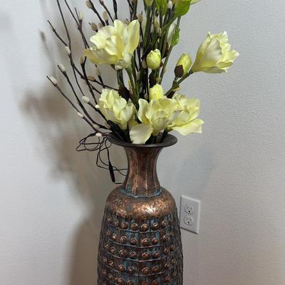 Tall Metal Vase With Lighted Flowers