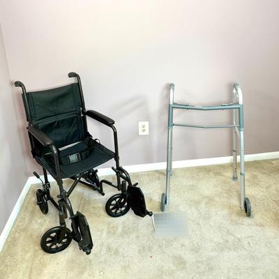 Lightweight Folding Transport Chair & Walker Set
