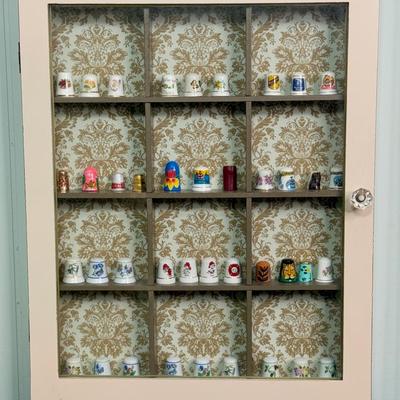 Vintage Thimble Collection in Display Cabinet