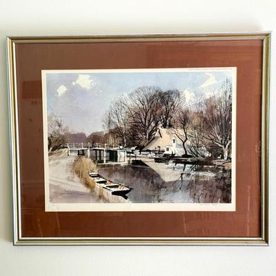 Rowland Hilder Signed Limited Edition Framed Print – Countryside River Scene