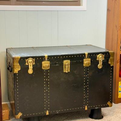 Vintage Black Steamer Trunk