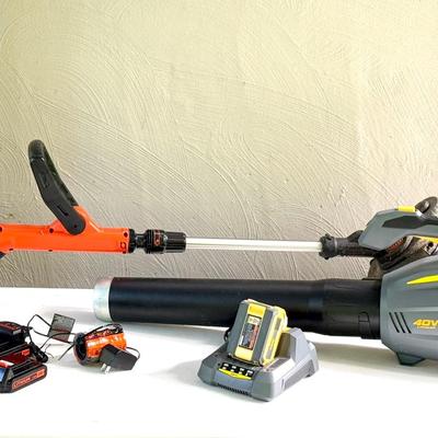 Cordless Yard Tool Bundle – BLACK+DECKER 20V Trimmer Set + Lynxx 40V Leaf Blower with Batteries & Ch