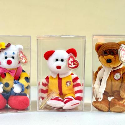 Beanie Babies Novelty Trio – Ronald McDonald, Juggles the Clown & Aviator Bear