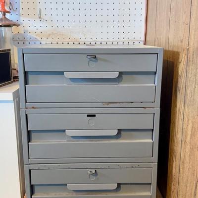 Vintage Allsteel Metal Storage Cabinet with Contents