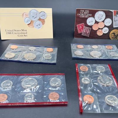 United States Mint 1988 & 1990 Uncirculated Coin Sets