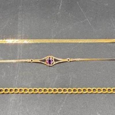 Three 14k Gold Bracelets 