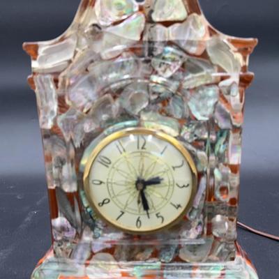 Vintage Lucite Mantel Clock - Abalone Shell Design