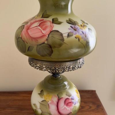 Vintage Gone With The Wind - Hand-painted Hurricane Lamp 