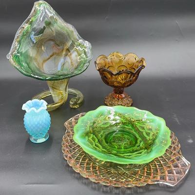5 Vintage Glass Dishes – Mixed Colors