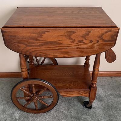 Rolling - Oak - Drop-leaf Bar Cart 
