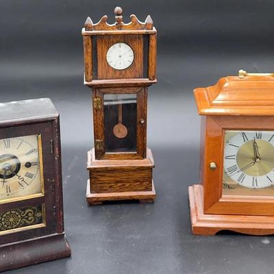 Lot of 3 Vintage Wooden Clocks – Assorted Styles