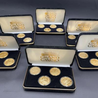 Grand Casino 24k Gold Plated 1997, 1998, 1999, 2000 Collectible Coins 