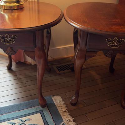 Pair of Dark Wooden Dropleaf End Tables