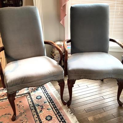 Blue Crushed Velvet Armchairs (2)