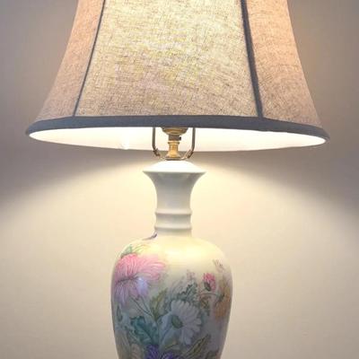 J. Gouge - Signed Colorful Handpainted Floral Porcelain Table Lamp