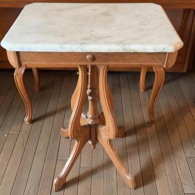 Antique 19th Century East Lake Marble-Top Side Table