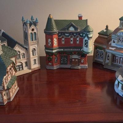 Assortment of Lighted Ceramic Christmas Houses 