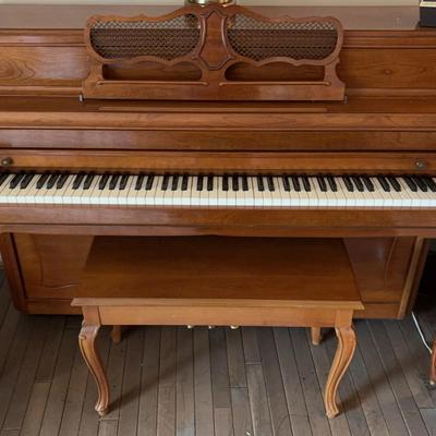Conn Upright Wooden Piano & Bench W/ Light & Metronome